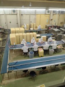 信玄餅工場の生産ライン