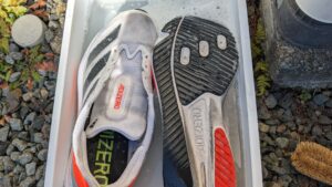 水に浸けられているランニングシューズ